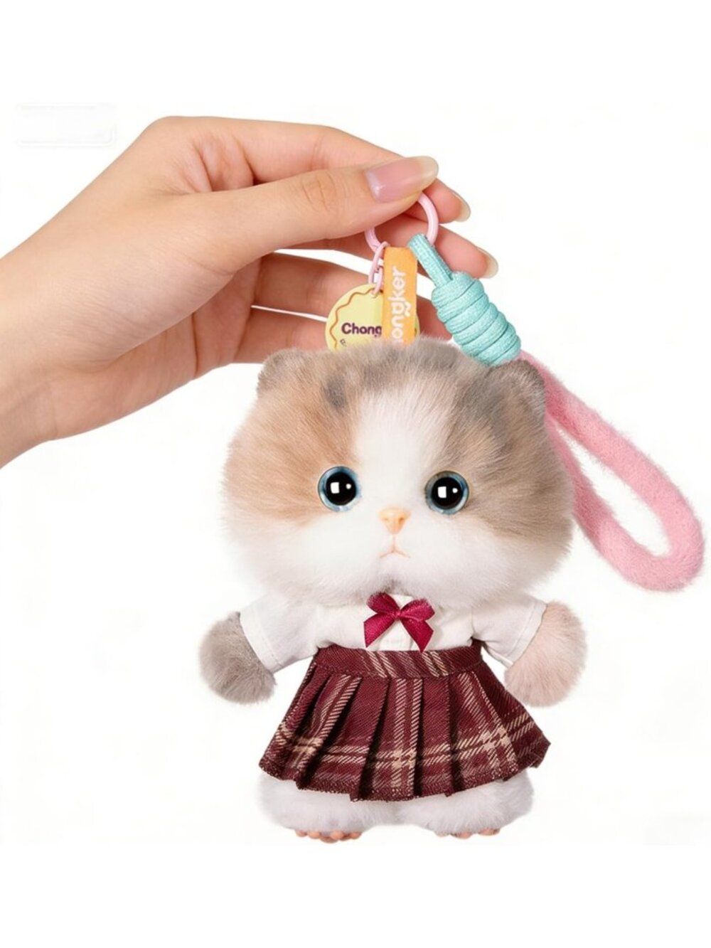 Cute Cat Plush Keychain 4.7" Stuffed Animal Purse Charm Gift for Pet Lovers